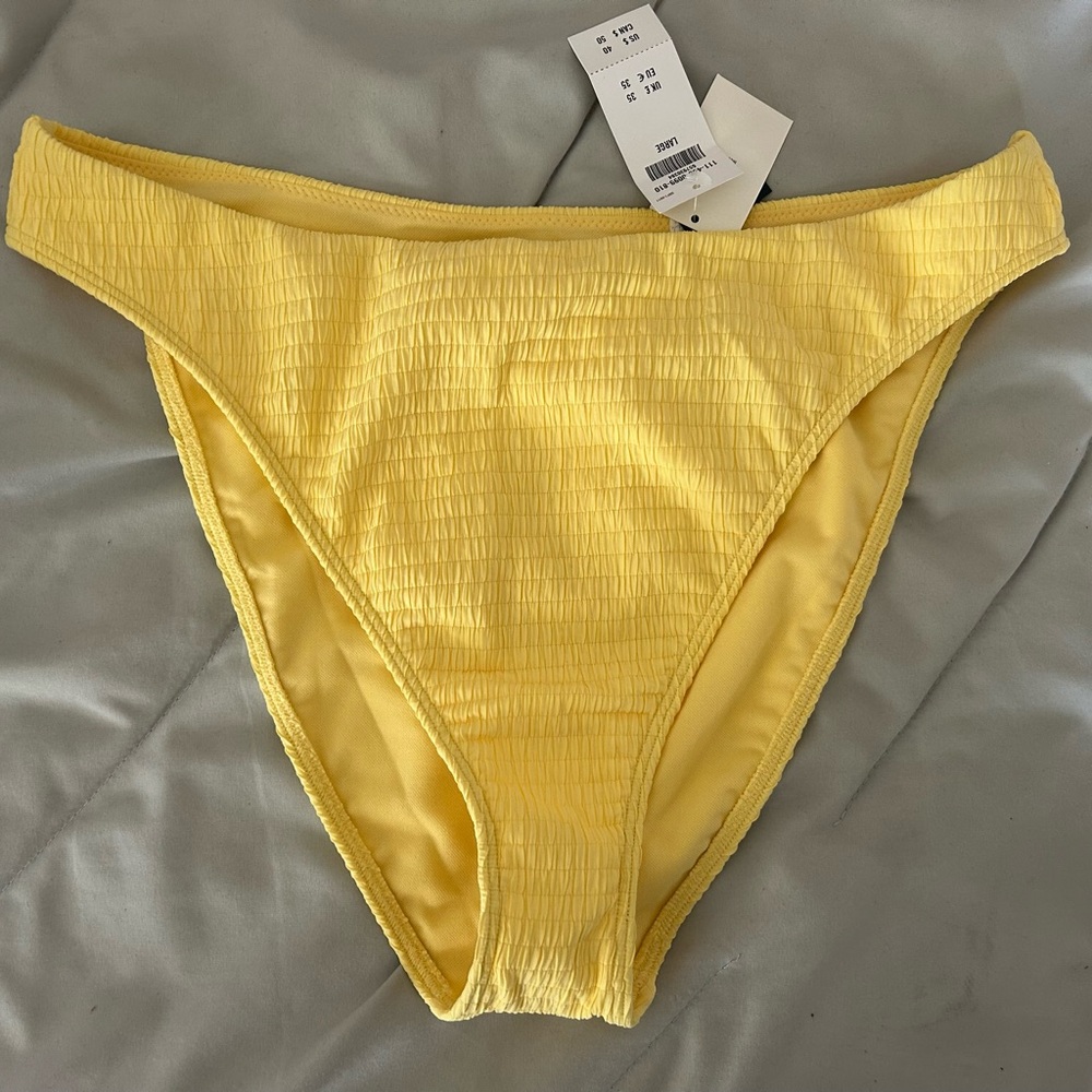 Abercrombie & Fitch mid rise high leg swim bikini bottom yellow